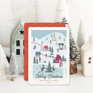 Cartes Pour Fêtes Annuelles Festif hiver Joyeux Noël Ville/Village Photo