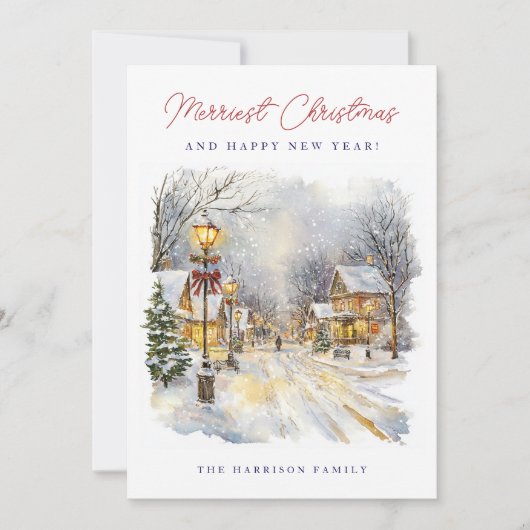 Cartes Pour Fêtes Annuelles Festif hiver scène plus joli Noël (Devant)