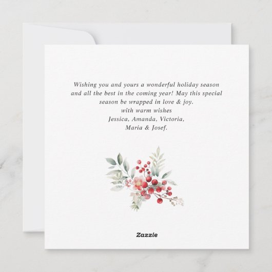 Cartes Pour Fêtes Annuelles Festif Holly Berry Noël Wreath Boho (Dos)