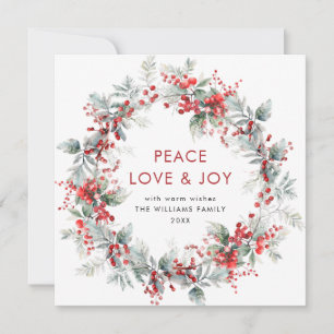 Cartes Pour Fêtes Annuelles Festif Holly Berry Wreath de Noël moderne