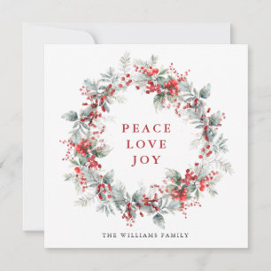 Cartes Pour Fêtes Annuelles Festif Holly Berry Wreath de Noël moderne
