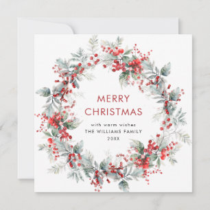 Cartes Pour Fêtes Annuelles Festif Holly Berry Wreath de Noël rustique