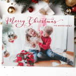 Cartes Pour Fêtes Annuelles Festif Joyeux Noël Calligraphie<br><div class="desc">Festive Joyeux voeux de Noël dans une police de texte de calligraphie personnalisée (la couleur peut être customisée à l'aide du sélecteur de couleurs dans l'éditeur de design) avec modèle photo,  filtre blanc opaque et champ de texte modifiable.</div>