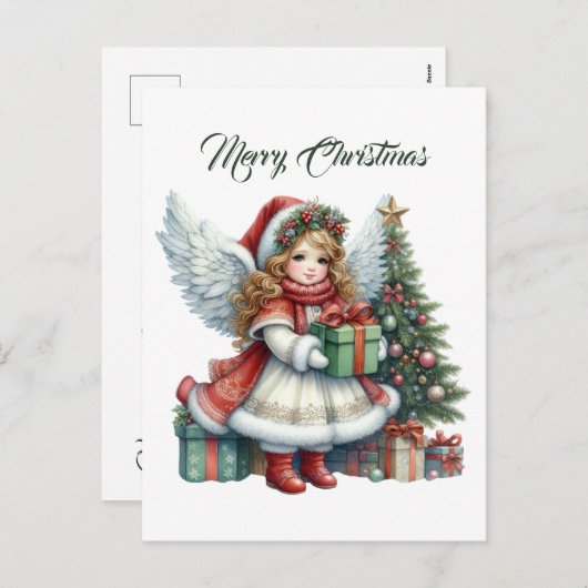 Cartes Pour Fêtes Annuelles Festif Noël Angel ajouter un message (Devant / Derrière)