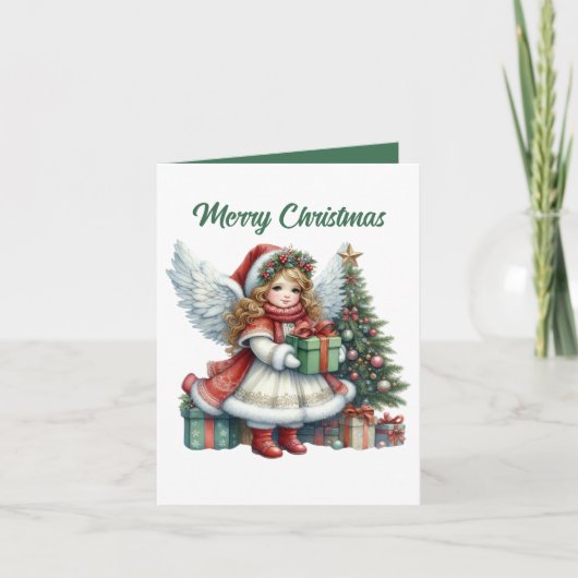 Cartes Pour Fêtes Annuelles Festif Noël Angel ajouter un message (Devant)