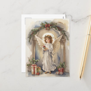 Cartes Pour Fêtes Annuelles Festif Noël aquarelle Anges vacances