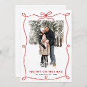 Cartes Pour Fêtes Annuelles Festif Noël Boho Red Bow Ribbon 2 Photo (Devant / Derrière)