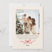 Cartes Pour Fêtes Annuelles Festif Noël Boho Red Bow Ribbon 2 Photo (Dos)