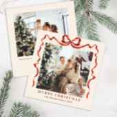 Cartes Pour Fêtes Annuelles Festif Noël Boho Red Bow Ribbon 2 Photo