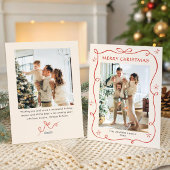 Cartes Pour Fêtes Annuelles Festif Noël Boho Red Bow Ribbon 2 Photo