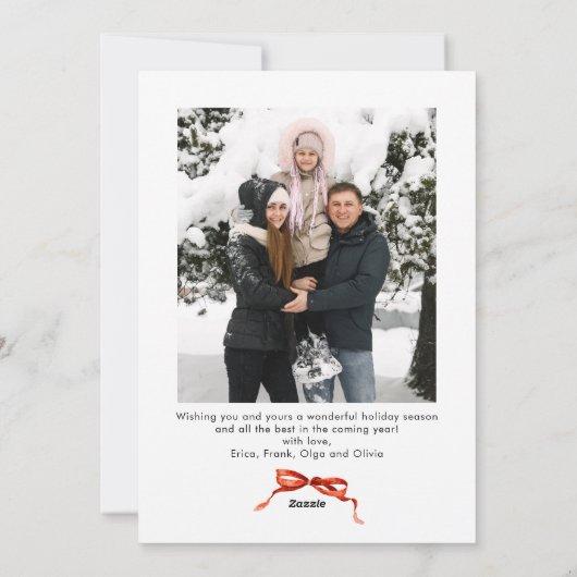 Cartes Pour Fêtes Annuelles Festif Noël Boho Red Bow Ribbon 2 Photo (Dos)