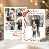 Cartes Pour Fêtes Annuelles Festif Noël Boho Red Bow Ribbon 5 Photo