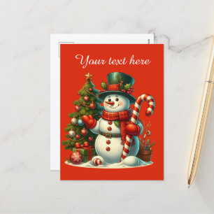 Cartes Pour Fêtes Annuelles Festif Noël bonhomme de neige ajouter le message