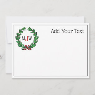 Cartes Pour Fêtes Annuelles Festif Noël Noël Noël Holly Wreath Monogramme