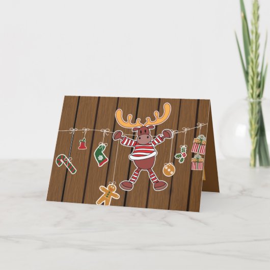 Cartes Pour Fêtes Annuelles Festif Noël Pays Moose ajouter un sentiment (Devant)