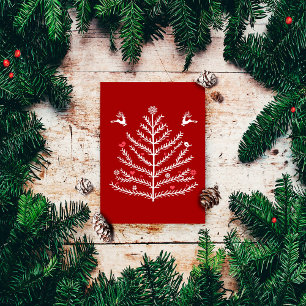 Cartes Pour Fêtes Annuelles Festif Nordic Christmas Tree Cerf rouge foncé