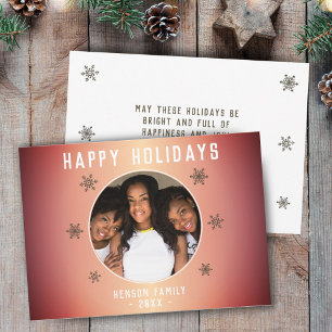 Cartes Pour Fêtes Annuelles Festif Orange Metallic Snowflake Photo Noël