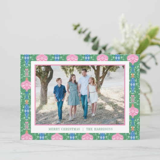 Cartes Pour Fêtes Annuelles Festif ornements de Noël Motif Photo (Debout devant)