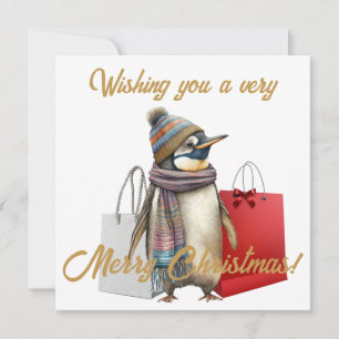 Cartes Pour Fêtes Annuelles Festif Pingouin Shopper Noël Cheer