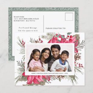 Cartes Pour Fêtes Annuelles Festif Poinsettia Floral Photo