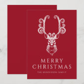 Cartes Pour Fêtes Annuelles Festif Red Deer Joyeux Noël (Devant / Derrière)