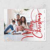 Cartes Pour Fêtes Annuelles Festif Red Script Joyeux Noël Pleine photo (Devant)