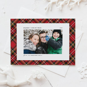 Cartes Pour Fêtes Annuelles Festif Rouge Plaid Motif Joyeux Noël Photo