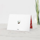 Cartes Pour Fêtes Annuelles Festif Rouge Snowflakes Bokeh Pine Tree Amusement (Dos)