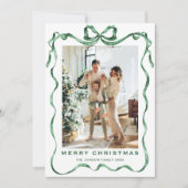 Cartes Pour Fêtes Annuelles Festif Sage vert Noël Bow Ribbon 2 Photo (Devant)