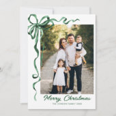 Cartes Pour Fêtes Annuelles Festif Sage vert Noël Bow Ribbon 2 Photo (Devant)