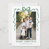 Cartes Pour Fêtes Annuelles Festif Sage vert Noël Bow Ribbon 2 Photo (Devant)