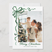 Cartes Pour Fêtes Annuelles Festif Sage vert Noël Bow Ribbon 2 Photo (Devant)