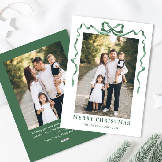 Cartes Pour Fêtes Annuelles Festif Sage vert Noël Bow Ribbon 2 Photo