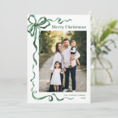Cartes Pour Fêtes Annuelles Festif Sage vert Noël Bow Ribbon 3 Photo (Debout devant)