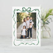 Cartes Pour Fêtes Annuelles Festif Sage vert Noël Bow Ribbon 3 Photo (Debout devant)