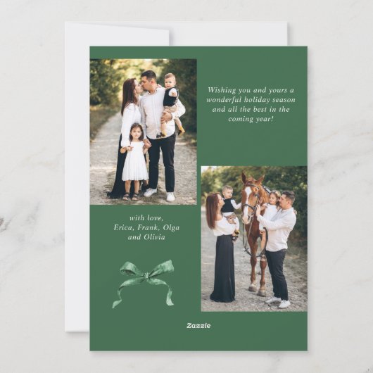 Cartes Pour Fêtes Annuelles Festif Sage vert Noël Bow Ribbon 3 Photo (Dos)