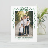 Cartes Pour Fêtes Annuelles Festif Sage vert Noël Bow Ribbon 5 Photo (Debout devant)