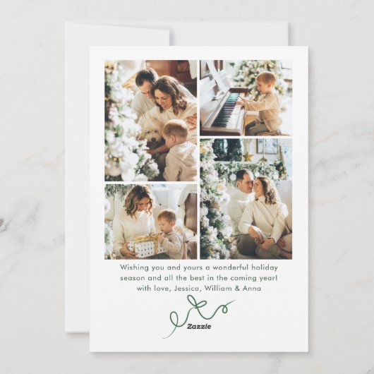 Cartes Pour Fêtes Annuelles Festif Sage vert Noël Bow Ribbon 5 Photo (Dos)