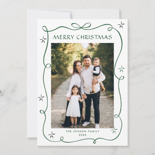 Cartes Pour Fêtes Annuelles Festif Sage vert Noël Bow Ribbon 5 Photo (Devant)