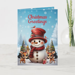 Cartes Pour Fêtes Annuelles Festif Snowman Reindeer Snowflake Photo ☃️ 🦌 🎄