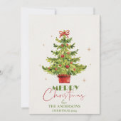 Cartes Pour Fêtes Annuelles Festif Un Joli Arbre De Noël Vert En Pot (Devant)