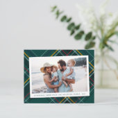 Cartes Pour Fêtes Annuelles Festif vert Noël plaid une photo (Debout devant)