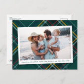 Cartes Pour Fêtes Annuelles Festif vert Noël plaid une photo (Devant / Derrière)