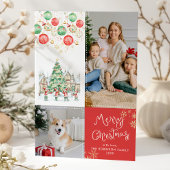 Cartes Pour Fêtes Annuelles Festif Village d'hiver Joyeux Noël Rouge 2 Photo