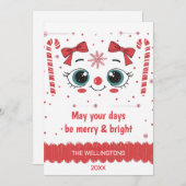 Cartes Pour Fêtes Annuelles Festif Visage Noël - Joyeux et lumineux (Devant / Derrière)