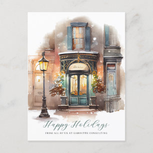 Cartes Pour Fêtes Annuelles Festif Watercolor Storefront Business