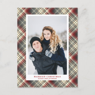 Cartes Pour Fêtes Annuelles Festin Tartan rouge Gris gris Marié Noël Photo