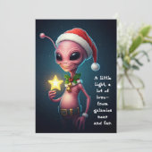 Cartes Pour Fêtes Annuelles Festive Alien with Glowing Star – Cosmic Christmas (Debout devant)
