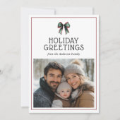 Cartes Pour Fêtes Annuelles Festive Bow moderne rouge photo Noël (Devant)