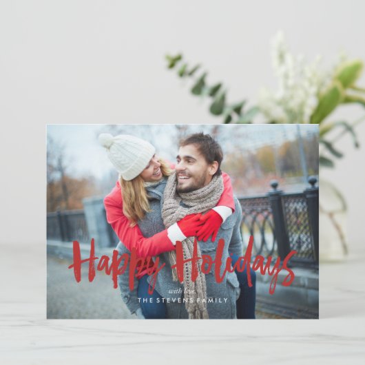 Cartes Pour Fêtes Annuelles Festive Bows Happy Holidays Photo (Debout devant)